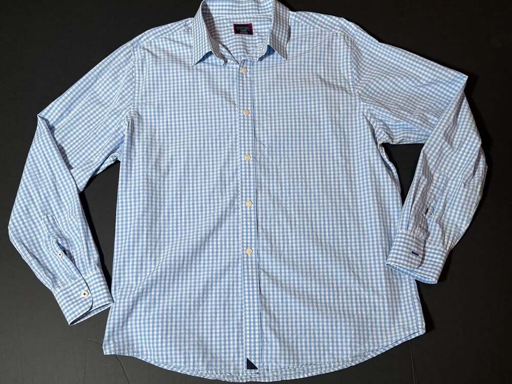 UNTUCKit Men's Light Blue and White Gingham Check Slim Fit Long Sleeve Shirt XX-